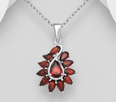 La Preciada - 925 Sterling Silver Pendant, Decorated with Garnet