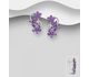 La Preciada - 925 Sterling Silver Omega Lock Flower Earrings, Decorated with Amethysts