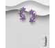 La Preciada - 925 Sterling Silver Omega Lock Flower Earrings, Decorated with Amethysts