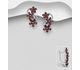 La Preciada - 925 Sterling Silver Flower Omega Lock Earrings, Decorated with Garnets