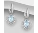 La Preciada - 925 Sterling Silver Heart Omega Lock Earrings, Decorated with Various Gemstones and CZ Simulated Diamonds