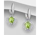La Preciada - 925 Sterling Silver Heart Omega Lock Earrings, Decorated with Various Gemstones and CZ Simulated Diamonds