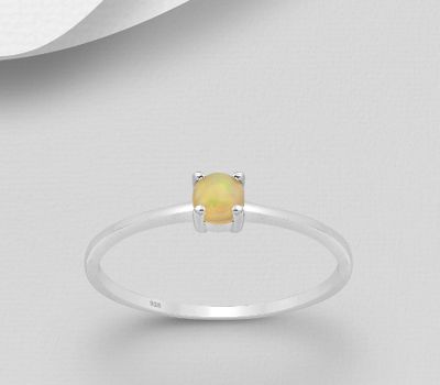 Şəkli böyütmək üçün tiklayın 925 Sterling Silver Solitaire Ring, Decorated with Ethiopian Opal