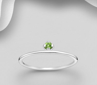 925 Sterling Silver Solitaire Ring, Decorated with Various Gemstones