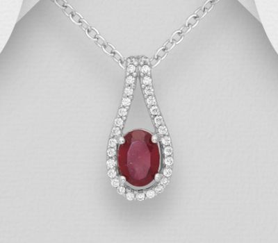 925 Sterling Silver Pendant, Decorated with CZ Simulated Diamonds and Various Gemstones