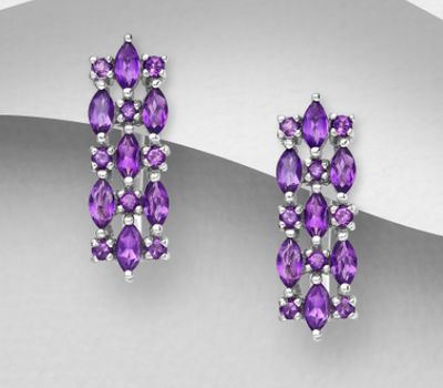 Şəkli böyütmək üçün tiklayın La Preciada - 925 Sterling Silver Push-Back Earrings, Decorated with Various Gemstones