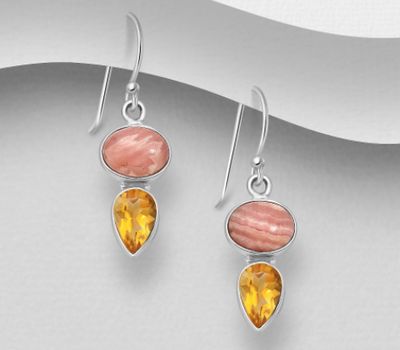 Malın səhifəsinə keç 925 Sterling Silver Hook Earrings, Decorated with Various Gemstones
