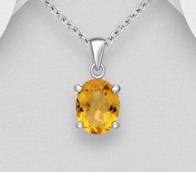 La Preciada - 925 Sterling Silver Solitaire Pendant Decorated with Pear Shape Citrine