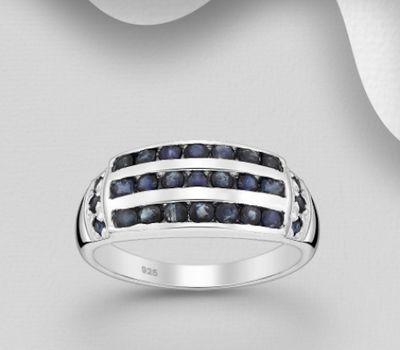 Şəkli böyütmək üçün tiklayın 925 Sterling Silver Band Ring, Decorated with Various Gemstones