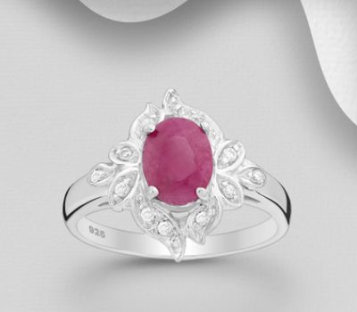Şəkli böyütmək üçün tiklayın 925 Sterling Silver Ring, Decorated with CZ Simulated Diamonds and Various Gemstones