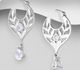 La Preciada - 925 Sterling Silver Branch and Leaf Hoop Earrings, Decorated with Gemstones