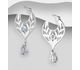 La Preciada - 925 Sterling Silver Branch and Leaf Hoop Earrings, Decorated with Gemstones