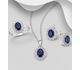 La Preciada - 925 Sterling Silver Oval Omega-Lock Earrings, Ring and Pendant, Decorated with CZ Simulated Diamonds and Various Gemstones