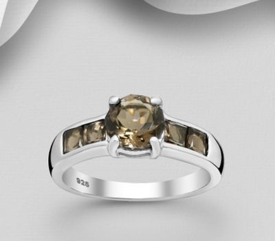La Preciada - 925 Sterling Silver Ring, Decorated with Smoky Quartz