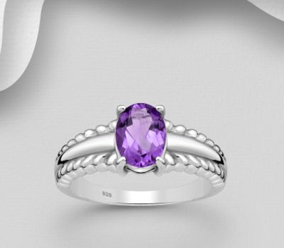 La Preciada - 925 Sterling Silver Ring, Decorated with Amethyst