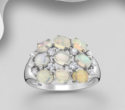 La Preciada - 925 Sterling Silver CZ Simulated Diamonds and Ethiopian Opals