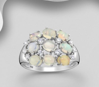Şəkli böyütmək üçün tiklayın La Preciada - 925 Sterling Silver CZ Simulated Diamonds and Ethiopian Opals