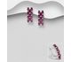 La Preciada - 925 Sterling Silver Omega Lock Earrings, Decorated with CZ Simulated Diamonds and Rhodolites