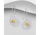 La Preciada - 925 Sterling Silver Heart Hook Earrings, Decorated with Gemstones
