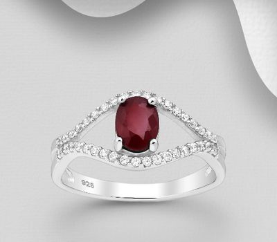 925 Sterling Silver Ring Decorated With CZ, Gem And Semi-Gem Stones