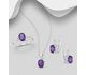 La Preciada - 925 Sterling Silver Omega Lock Earring, Pendant and Ring Jewelry Set, Decorated with CZ Simulated Diamonds and Various Gemstones