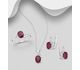 La Preciada - 925 Sterling Silver Omega Lock Earring, Pendant and Ring Jewelry Set, Decorated with CZ Simulated Diamonds and Various Gemstones