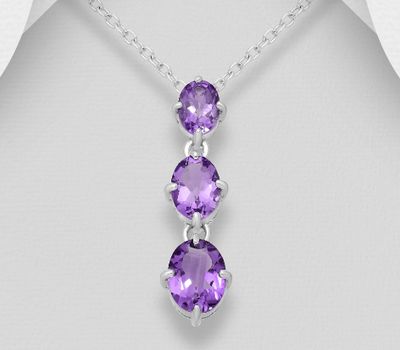 La Preciada -  925 Sterling Silver Pendant, Decorated with Amethysts