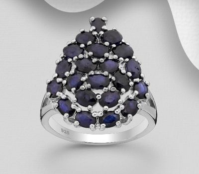 Şəkli böyütmək üçün tiklayın 925 Sterling Silver Ring, Decorated with Blue Sapphires