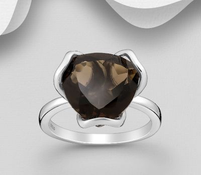La Preciada - 925 Sterling Silver Ring, Decorated with Trillion-Cut Gemstone
