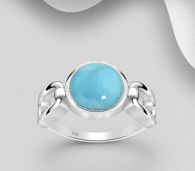 Şəkli böyütmək üçün tiklayın La Preciada - 925 Sterling Silver Ring, Decorated with Larimar