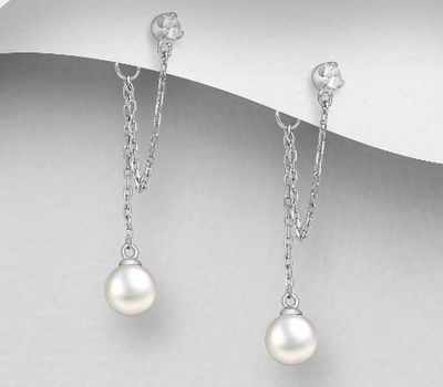 925 Sterling Silver Push-back Earrings, Decorated with Reconstructed Shells and CZ Simulated Diamonds