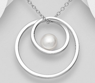 925 Sterling Silver Pendant Decorated With Simulated Pearl