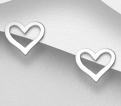 Şəkli böyütmək üçün tiklayın 925 Sterling Silver Heart Push-Back Earrings