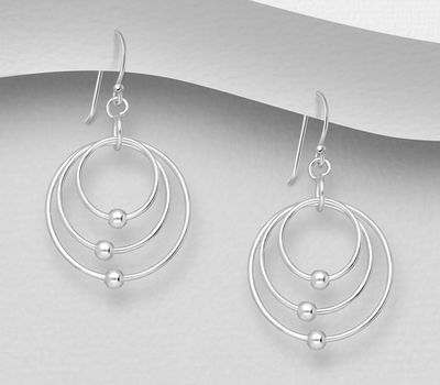 Şəkli böyütmək üçün tiklayın 925 Sterling Silver Circle Links Ball Hook Earrings