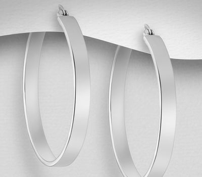 Şəkli böyütmək üçün tiklayın 925 Sterling Silver Hoop Earrings
