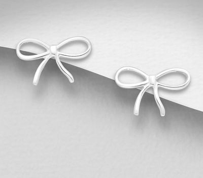 Şəkli böyütmək üçün tiklayın 925 Sterling Silver Bow Earrings