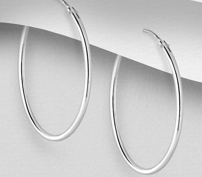 Şəkli böyütmək üçün tiklayın 925 Sterling Silver Hoop Earrings