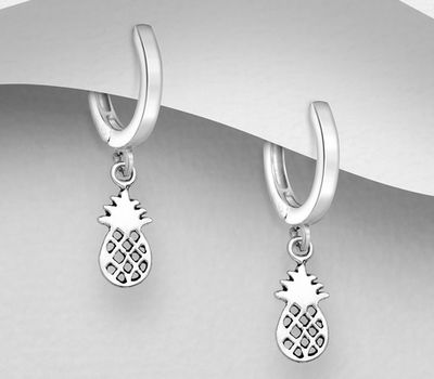 Şəkli böyütmək üçün tiklayın 925 Sterling Silver Pineapple Hoop Earrings