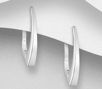 Şəkli böyütmək üçün tiklayın 925 Sterling Silver British / Omega Lock Earrings