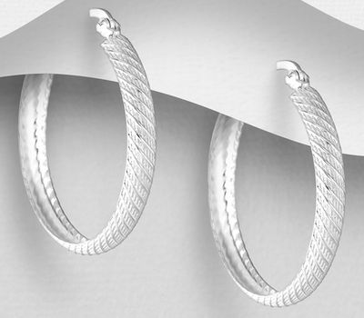 Şəkli böyütmək üçün tiklayın 925 Sterling Silver Hoop Earrings