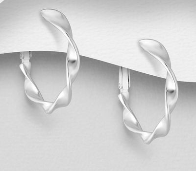 Şəkli böyütmək üçün tiklayın 925 Sterling Silver Spiral Hoop Earrings
