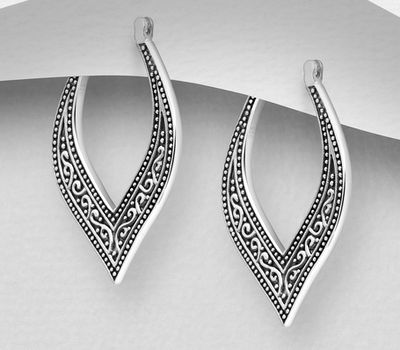 925 Sterling Silver Oxidized Swirl Hoop Earrings