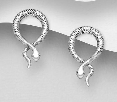925 Sterling Silver Snake Push-Back Earrings