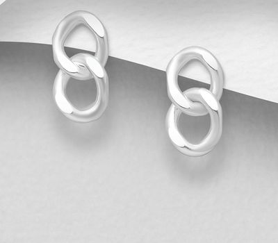 Şəkli böyütmək üçün tiklayın 925 Sterling Silver Links Push-Back Earrings
