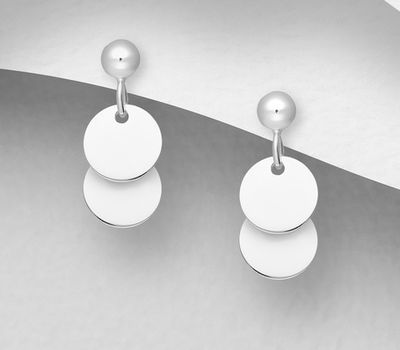 Şəkli böyütmək üçün tiklayın 925 Sterling Silver Circle Push-Back Earrings
