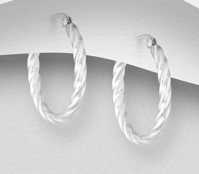 Şəkli böyütmək üçün tiklayın 925 Sterling Silver Twisted Hoop Earrings