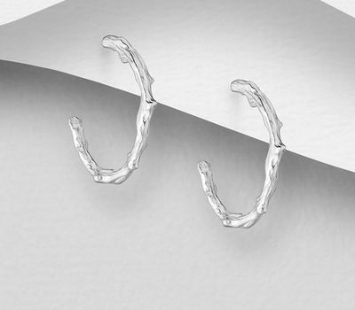 Şəkli böyütmək üçün tiklayın 925 Sterling Silver Branch Push-Back Earrings
