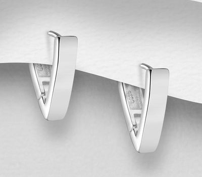 Şəkli böyütmək üçün tiklayın 925 Sterling Silver Triangle Hoop Earrings