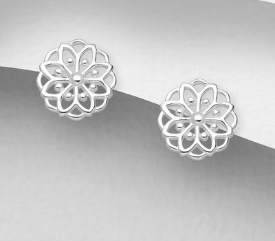 925 Sterling Silver Flower Push-Back Earrings