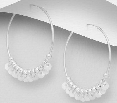 Şəkli böyütmək üçün tiklayın 925 Sterling Silver Hoop Earrings